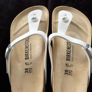 Birkenstock White Sandals with Cork Sole and Anatomical Footbed